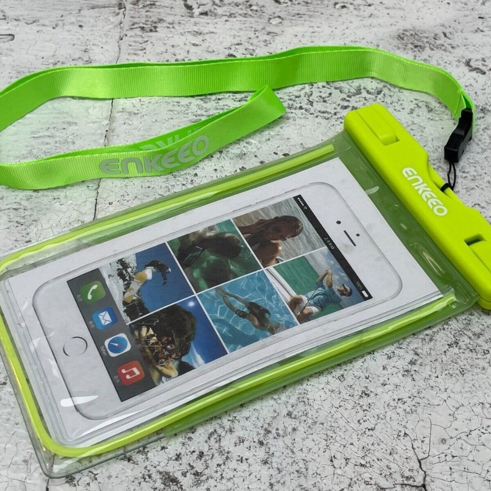Enkeeo Waterproof Phone Case Neon Green Floating Phone Pouch Underwater